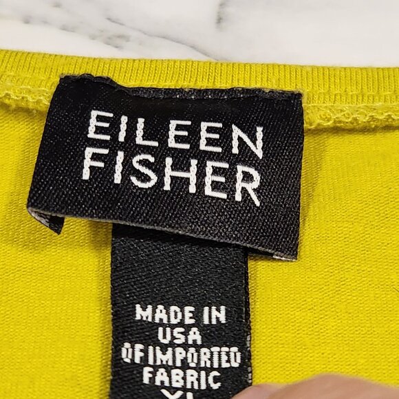 Eileen Fisher Yellow Short Sleeve Top Cotton Blend Womens Size XL - Picture 3 of 10